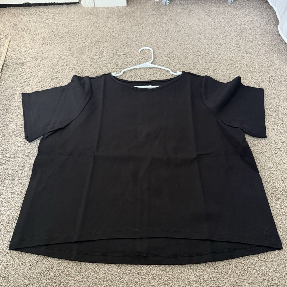 Betabrand Boxy Short Sleeve Hi-Low Top Black NWT Athletic Casual Lounge 2X